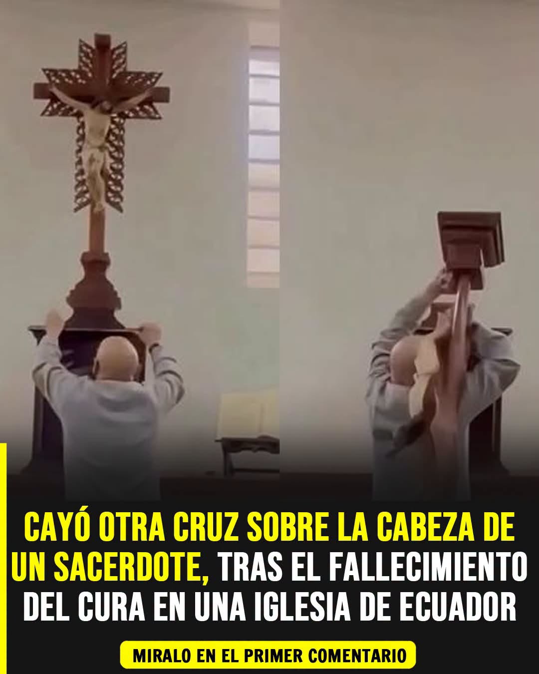 Cayó una cruz sobre un sacerdote en Colombia y sobrevivió al accidente